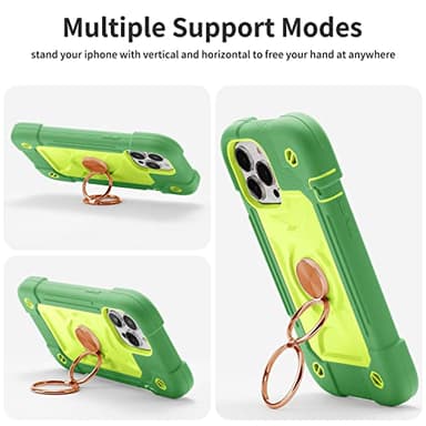 Cookiver for iPhone 13 Pro Max Case 6.7 Inch with Ring Stand, with 2 Pack Glass Screen Protector + 1 Pack Camera Lens Protector,Heavy-Duty Shockproof Cover for iPhone 13 Pro Max (Avocado) - Image 5