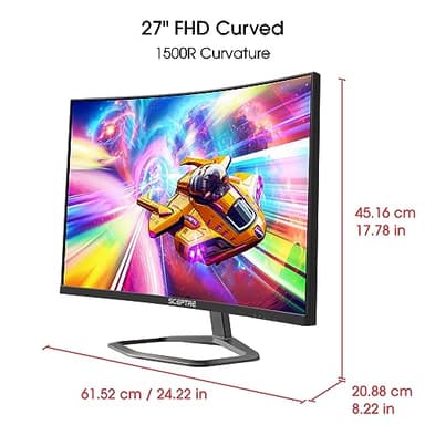 Sceptre 27-inch Curved Gaming Monitor FreeSync 240Hz Plus DisplayPort HDMI 1ms 99% sRGB Build-in Speakers, R1500 Machine Black 2025 (C275B-FWT240) - Image 2