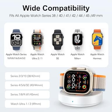 ZAPOGO Portable Magnetic Charging Dock for Apple Watch, Wireless Fast Watch Charger Stand with Charging Cable, Support Nightstand Mode, Compatible with Apple Watch 11 10 9 8 7 SE 6 5 4 3 2-White - Image 4