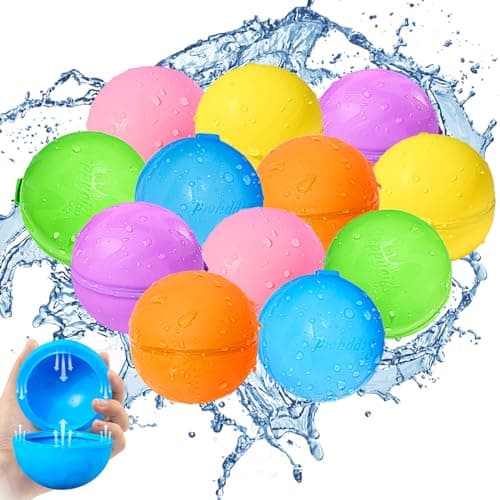 SOPPYCID 12PCS Reusable Water Balloons - Quick Fill Water Balls Toys For Toddler Age 4-8 - Refillable Magnetic Self-Sealing Water Splash Bomb For Summer Party Pool Outdoor Beach Toys for kids Age 8-12 - Image 1