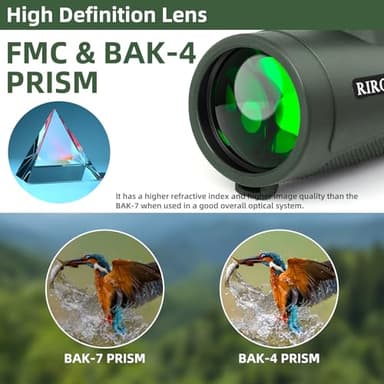 Green 40X60 Monocular Telescope with Smartphone Holder & Tripod, Power Prism Compact Monoculars for Adults Kids, HD Monocular Scope for Bird Watching Hiking Concert Travelling - Image 4