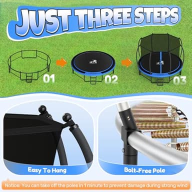BCAN Trampoline 14FT Recreational Trampoline with Enclosure for Kids Adults, ASTM Approved,Blue - Image 5