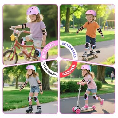 Kids Bike Helmet for 3-5-8-14+ Age Girls and Boys, Kids Helmet with Knee Pads Elbow Pads Wrist Guards,Ventilation Multi-Sport Scooter Roller Skate Rollerblading Skateboarding Climbing Cycling - Image 8