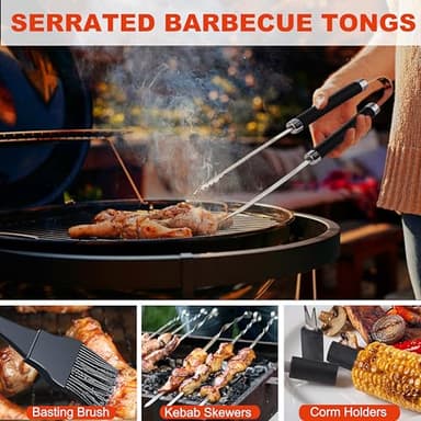 Grilljoy BBQ Accessories Grill Tools Set - 22PCS Stainless Steel Barbecue Grill Accessories for Outdoor Grill with Black Aluminum Case - Grilling Gifts for Men Dad -Grill Tools Kit - Image 4