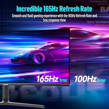 Gawfolk 34 Inch Ultrawide Curved Gaming Monitor, 1500R PC Screen 165hz UWQHD 3440x1440, Curved Computer Screen with FreeSync,Multi-Directional Adjustable Base - Image 4