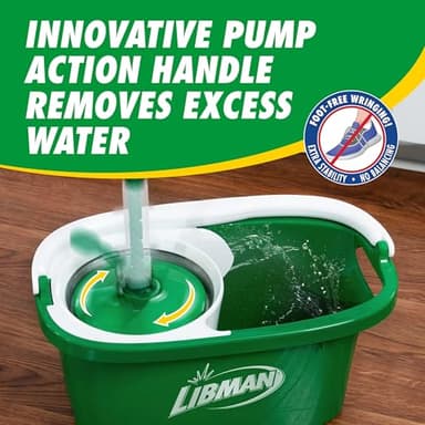 Libman Tornado Spin Mop System, Spinning Floor Mopping and Bucket with Wringer Set for Home, Hardwood, Laminate, Tile Cleaning, Includes 1 Machine Washable Replacement Head Refills (2 Total) - Image 6