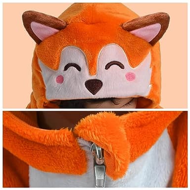 Spooktacular Creations Halloween Baby Fox Pajama, Romper Toddler Animal Costume One-piece Pajama, Zip-up Romper Hooded Jumpsuit Halloween Costume - Image 4
