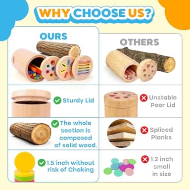 Wooden Montessori Baby Toddler Toys: 3 in 1Learning Fine Motor Skills Juguetes, Educational Color Sorting Fidget Sensory Toys for Toddlers 1-3, Object Permanence Cause and Effect Boys Girls Gifts - Image 3