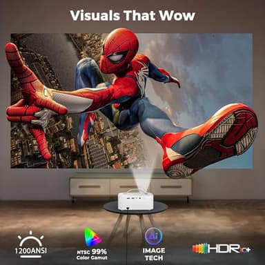 [AI Movin 2.0 System/1200 ANSI/Auto Focus] Projector with WiFi and Bluetooth, Outdoor-Projector 30W DoIby Audio APPS Built-in, Lisowod 1080P Smart Portable 4K Proyector with HDR10+ 2025 Upgraded - Image 5