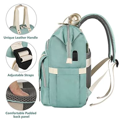 FALANKO Laptop Backpack for Women, Doctor Teacher Nurse Work Bookbag for 17.3 Inch Laptop, Large Travel Wide Open College Shoulder Purse Bag With RFID Anti Theft USB Charging Port-Green - Image 3