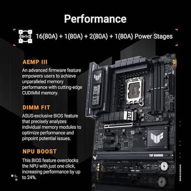 ASUS TUF Gaming Z890-PLUS WiFi Z890 LGA 1851 ATX Motherboard, Intel® Core™ Ultra Series 2 Ready, Advanced AI PC-Ready, 16+1+2+1 Stages, DDR5, PCIe® 5.0, Thunderbolt™ 4 Type-C®, 4X M.2, Wi-Fi 7, 2.5Gb - Image 3