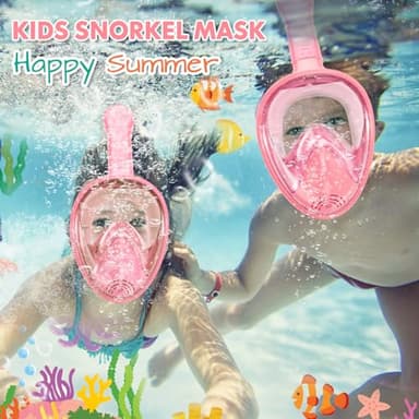 Kids Snorkel Mask Full Face, Snorkeling Gear for Kids 2-14 with Camera Mount, 180 Degree Panoramic View Snorkeling Set Anti-Fog Anti-Leak - Image 3
