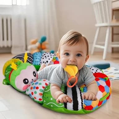 SAIMAND 3-in-1 Tummy Time Pillow for Baby 0-6 Months, Detachable Caterpillar Tummy Time Playmat for Newborns, Soft Baby Toys 0-3-6-12 Months, Play Mat for Babies Boy Girl - Image 4