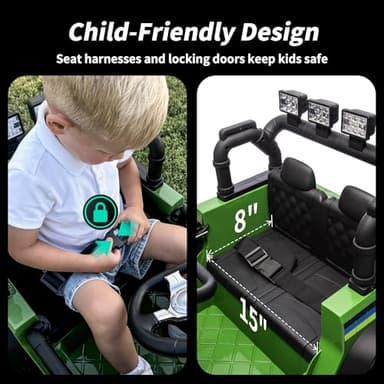 Outfunny 24V Ride on Truck Toy, Electric Ride-on Car for Kids with Remote, 400W Power, 5Mph Max Speed - Army Green - Image 6