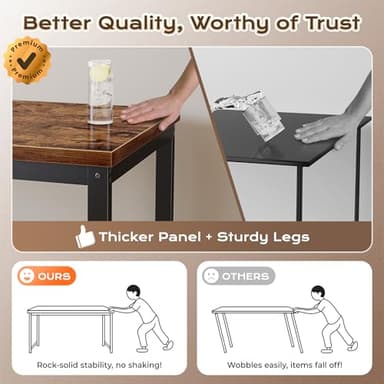 Huuger 48 x 24 inch Desk with Power Outlets & USB-C, Deeper & Thicker Desktop, Robust Metal Tubes, Computer Desk, Heavy Duty Office Desk, Work Gaming Desk for Home Office, Rustic Brown - Image 6