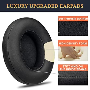 SoloWIT Replacement Ear Pads Cushions for Beats Studio 2.0 & 3 Wired/Wireless Over-Ear Headphones, Earpads with Soft Protein Leather, Noise Isolation Memory Foam (Black) - Image 5