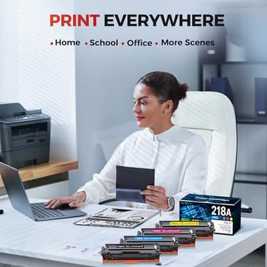 218A Toner (with Chip) Compatible for HP 218A Toner Cartridges 4 Pack - 218X Toner Work for HP Color Laserjet Pro MFP 3301fdw Toner 3301cdw 3201dw 3301sdw Printer Ink, W2180A 218A Toner - Image 7