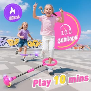 HopeRock Skip Ball Toy for Girls Ages 6-10,Girl Birthday Gifts,3 Fun Modes,Flashing Light-Up Wheel,LED Digital Counter,Replaceable Battery,Girl Birthday Gifts for Age 6-10+,Fun Outdoor Girl Toys-Pink - Image 5