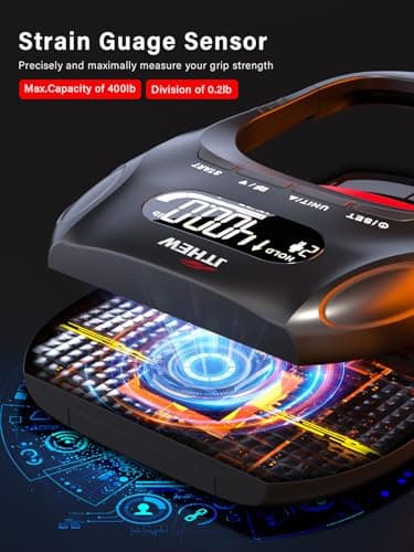 Grip Strength Tester Trainer - Electronic Hand Dynamometer of 400lbs/180kg & Grip strengthener with Adjustable Resistance for Sport - Image 3