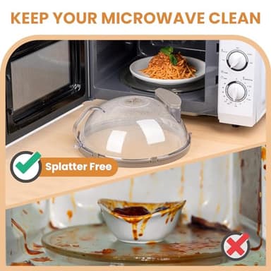 Gracenal Microwave Splatter Cover for Food, Upgraded Microwave Cover with Water Steamer, Integrated Handle, 10” Plate Covers, Splatter Guard, Kitchen Gadgets & Accessories, House Essentials for Gift - Image 2