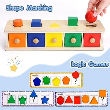 Peacurh Montessori Toys Wooden Color & Shape Sorter Toys for Toddlers 1-3, Matching Box Sorting Blocks Manipulatives Preschool Learning Educational Toy for 1 2 3 4 Year Old Boy Girl Kid Gifts - Image 5