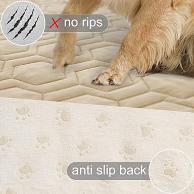 Waterproof and Non-Slip Dog Bed Cover and Pet Blanket Sofa Pet Bed Mat ，car Incontinence Mattress Protectors Furniture Couch Cover for Most Cats Dogs, Pets（40x50-Beige） - Image 4