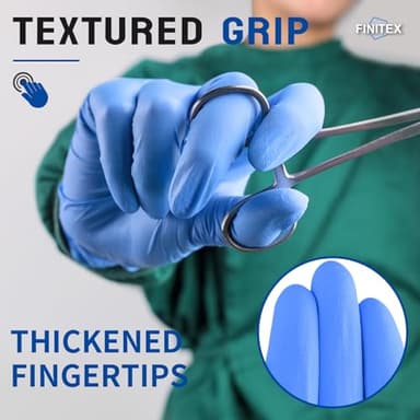 FINITEX Nitrile Disposable Medical Exam Gloves - 4 mil Powder-free Stretch Latex-Free Blue 100 PCS For Examination Home Cleaning Food Glove (100, Medium) - Image 2