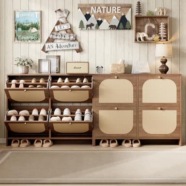 Nicetree Shoe Cabinet Storage for Entryway, Narrow Shoe Organizers with 4 Flip Drawers, Freestanding Large Shoe Rack with 3-Tier Adjustable Shelves for Hallway - Image 6