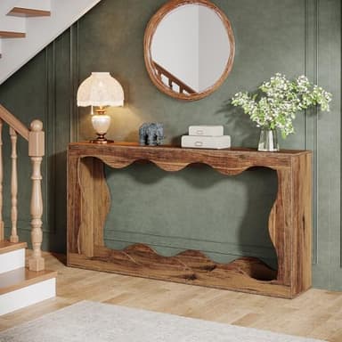 Tribesigns 63 Inches Farmhouse Console Table with Storage, Couch Table Behind Sofa, Long Entryway Sofa Station, Narrow Console Stand, Hallway Stand for Entryway Living Room, Brown - Image 3