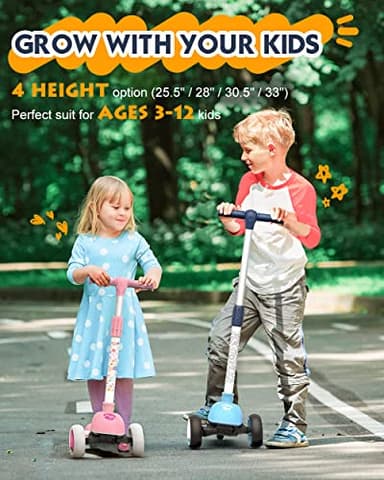 Toddler Scooters for Kids 3-5/5-7/8-12 Years Old, Boy's Foldable 3 Wheel Scooter for Kids Ages 6-12 with Adjustable Heights and Light Up LED Wheels(Blue Galaxy) - Image 2