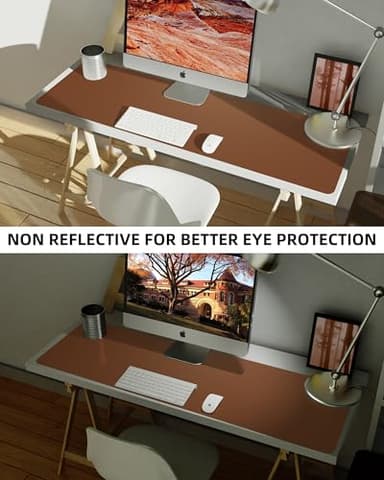 Large Desk Mat 55" x 17"Leather Desk Pad Protector,Mouse Pad,Office Desk Mat, Non-Slip PU Leather Desk Blotter,Waterproof Keyboard mat for Office/Home/Decor (Brown) - Image 6