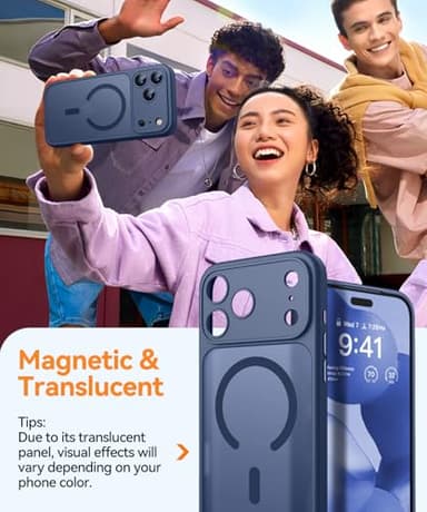 CANSHN Magnetic Compatible with iPhone 17 Pro Max Case, Upgraded [Full Camera Protection] [Compatible with Magsafe] [Translucent Matte] Shockproof Protective Phone Cover 6.9 Inch - Deep Blue - Image 7