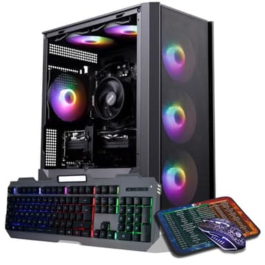 ZER-LON Gaming PC Desktop Computer, AMD Ryzen 5 5500 up to 4.2GHz, Radeon RX 590 8GB, 16G DDR4 RAM, 1TB NVME SSD, WiFi 5.0, Prebuilt Gaming PC Tower Computer with RGB Fan x 6 - Image 1