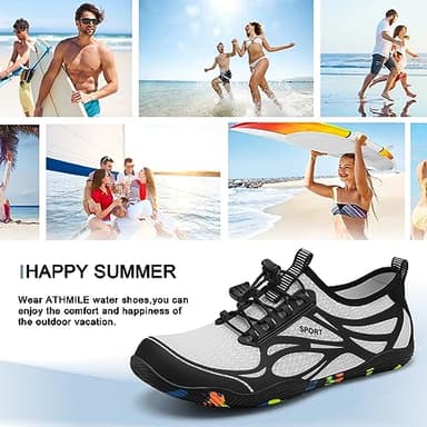 Water Shoes for Men Women River Shoes Adult Swim Beach Lake Pool Aqua Socks Barefoot Quick Dry for Hiking Surfing Kayaking Cruise Ship Essentials Size Women 8.5 / Men 7(White) - Image 6