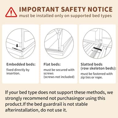PurePapoose 3-Piece Queen Size Bed Rail for Toddlers - Height Adjustable Baby Bed Rail Guard with Headboard Rod,Safety Bed Rails for Queen Size Bed with Child Lock(78.74x78.74x59Inch - Image 5