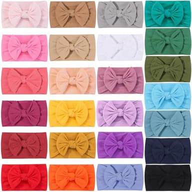 ALinmo 25PCS Baby Nylon Headbands Soft Hairbands Hair Bow Elastics for Baby Girls Newborn Infant Toddlers Kids - Image 2