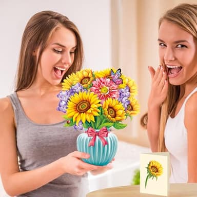 Airpark Pop Up Flower Card, 3D Paper Flowers Bouquet – Sunflowers, Birthday, Mother’s Day, Teacher Appreciation, Get Well Greeting Cards with Note Card & Envelope - Image 5