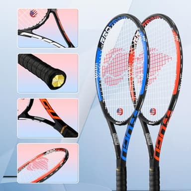 Adult 2 Player Tennis Racket Perfect for Beginner and Professional Players, 27” Speed Tennis Racquet Include Tennis Balls, Overgrips, Tennis Bag, Vibration Dampe, Cover - Image 3