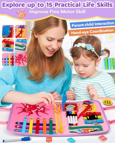 SaFeli Toddler Busy Board, Montessori Toys for 1 2 3 Year Old Girl Birthday Gifts - Educational Busy Book, Kids Sensory Toy, Preschool Learning Activities and Travel Toys for Toddlers 1-3 2-4 - Image 4