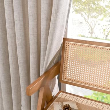 YoungsTex Linen Semi Sheer Curtains 63 Inch Length 2 Panels for Living Room - Light Filtering Drapes with Bronze Grommet Beige Window Treatments for Country Office Bedroom, 52 X 63 Inch - Image 9