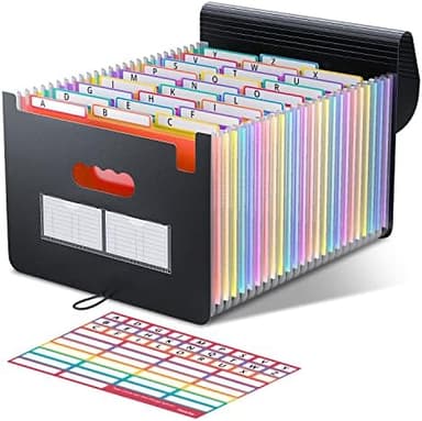 ThinkTex 26 Pockets File Folder, A4 Accordion File Organizer, Letter Size Expandable File Folders, Accordion Folder Paper Coupon Bill Receipt Organizer with 3 A-Z Alphabet Colored Tabs - Image 3