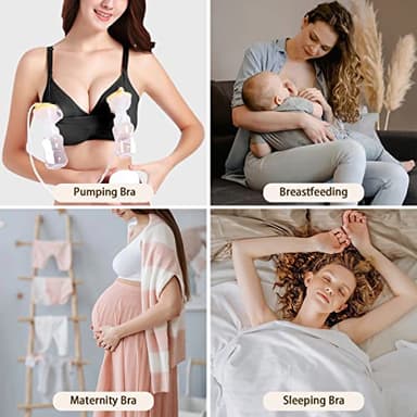 4HOW Pumping-Bra-Hands-Free Seamless-Wireless-Maternity-Bralette Pumping Bras for Breastfeeding Nursing Pumping Bra All in One Padded with Support for Large Bust Black 2XL - Image 6