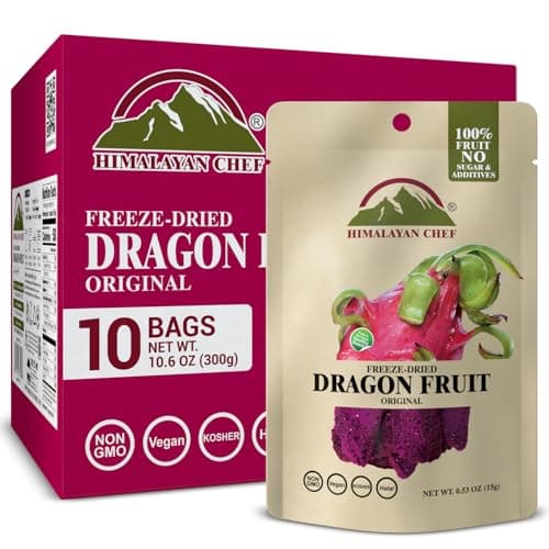 Himalayan Chef Freeze-Dried Dragon Fruit 15g/Each (Pack of 10) | Organic Dried Fruit Snacks, Healthy Snack for Kids & Adults, Freeze-Dried Fruit - Image 1