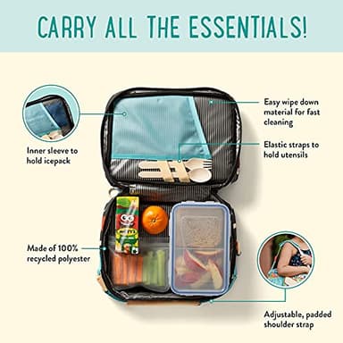 PlanetBox Rover Stainless Steel Bento Box Style Lunch Box Kit for Kids with 5 Compartments, Space Animals Edition includes Insulated Lunch Bag, Leakproof Food Containers and Matching Magnets - Image 4