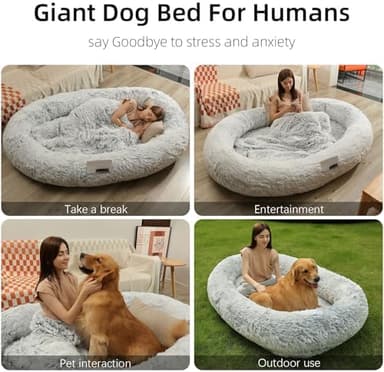 Large Dog Bed 71" L * 45" W * 12" Th for Large Dogs Giant Human Size Dog Bed for People 30D Sponge Bean Bag Bed Detachable Grey - Image 6