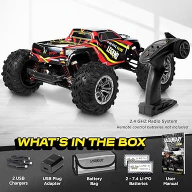 LAEGENDARY Remote Control Car, Hobby Grade RC Car 1:10 Scale Brushed Motor with Two Batteries, 4x4 Off-Road Waterproof RC Truck, Fast RC Cars for Adults, RC Cars, Remote Control Truck - Image 7
