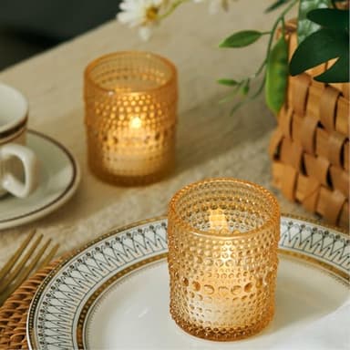 36 Pack Glass Votive Candle Holders Bulk, Gold Vintage Tea Light Candle Holder for Floating Candle, Tealight Candle Holder for Table Centerpieces Home Bridal Birthday Wedding (36) - Image 5