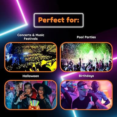Glow Fever Glow in The Dark Sticks - 100 ct 6" Glow Sticks Bulk Party Pack with End Caps & Lanyards - Glow Party Favors for Concert, Festival, & Wedding Neon Light Sticks by Party Dragon, Green - Image 3