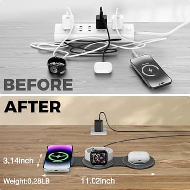 3 in 1 Charging Station for Apple Multiple Devices, Foldable Travel Wireless Charger 18W for iPhone Air 17 16 15 14 13 Pro Max Plus &Apple Watch Series/Airpods - Image 4