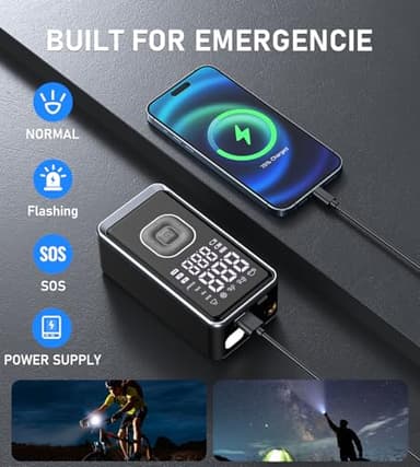 Tire Inflator Portable Air Compressor, 150PSI Cordless Mini Air Pump with Digital Pressure, Bike Pump, 3X Fast Inflation Tire Inflator for Car, Motorcycle, Bike, Ball-LED Light and Auto Shut-Off - Image 8